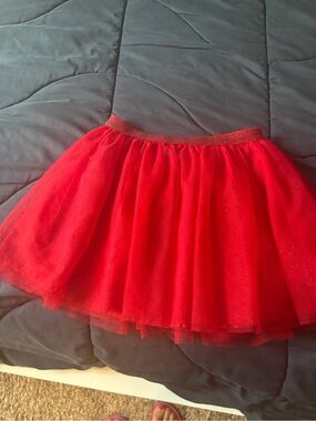 Red Tulle Skirt with Glitter Waistband - Women